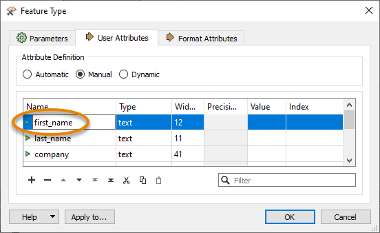 Editing attribute name